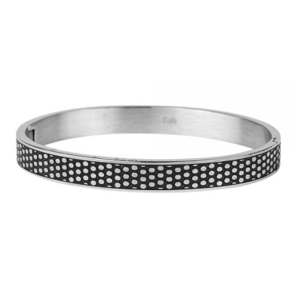 2154 Armband Zilver met Zwart voor heren maat XL 68mm Kalli Jewelry