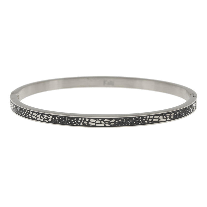 2164 Armband Zilver met Krokodillenprint