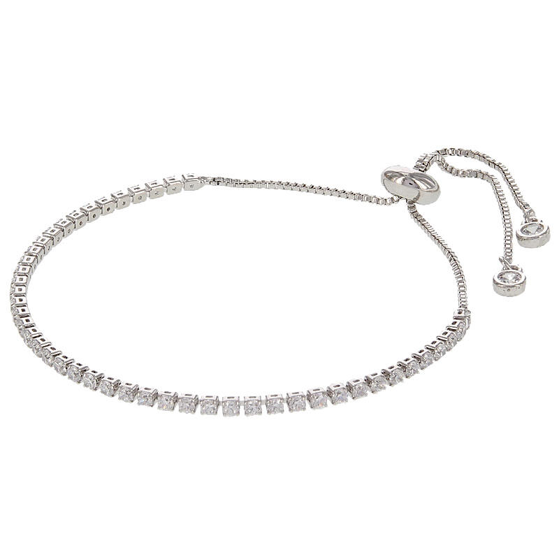 2584 Schakelarmband Zilver Crystal met Trekkoord Vierkant Klein 2mm Kalli Jewelry