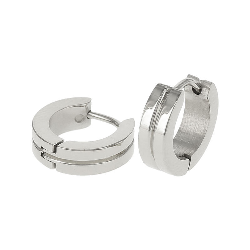 1517 Creool Oorbel Zilver Bol Glans Streep 4x9mm Kalli Jewelry