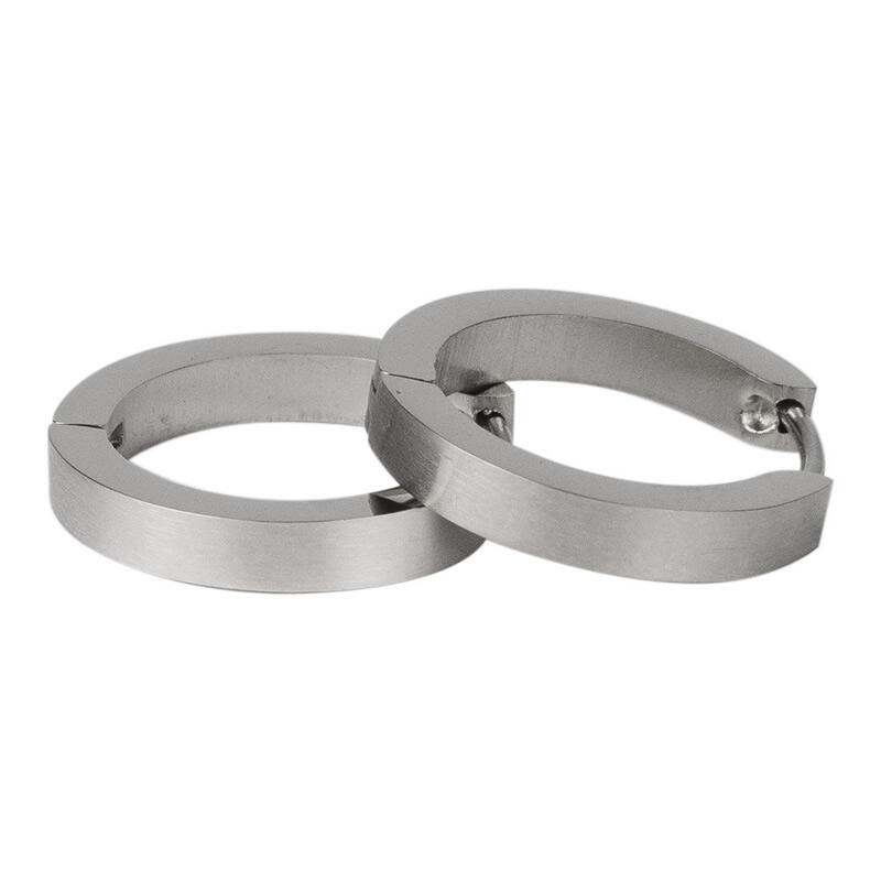 1858 Creool Oorbel Zilver Plat Mat Buis 3x14mm Kalli Jewelry