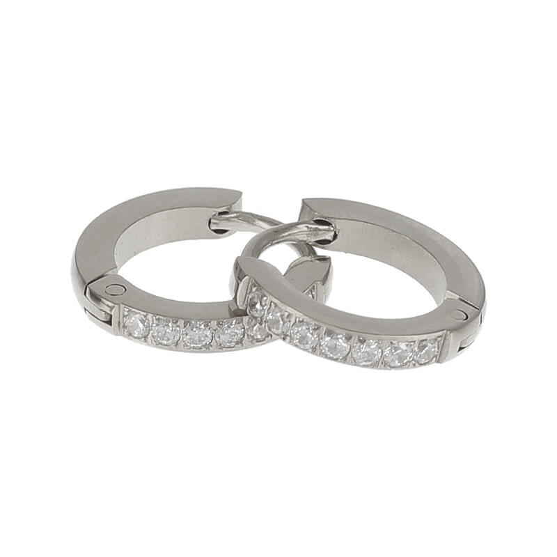 1868 Creool Oorbel Zirkonia Crystal Zilver 2x9mm Kalli Jewelry