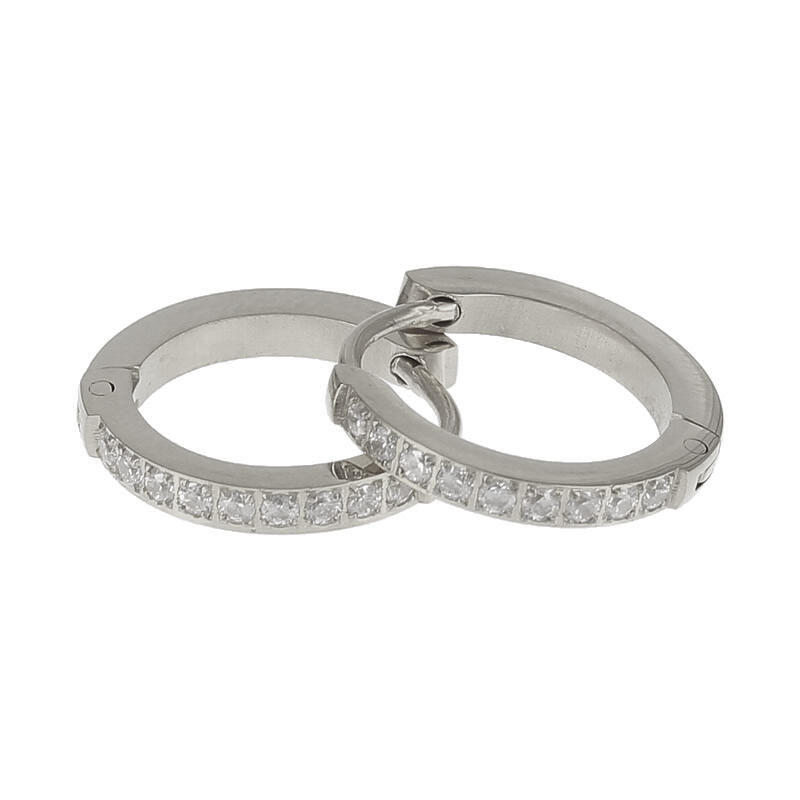 1869 Creool Oorbel Zirkonia Crystal Zilver 2x12mm Kalli Jewelry