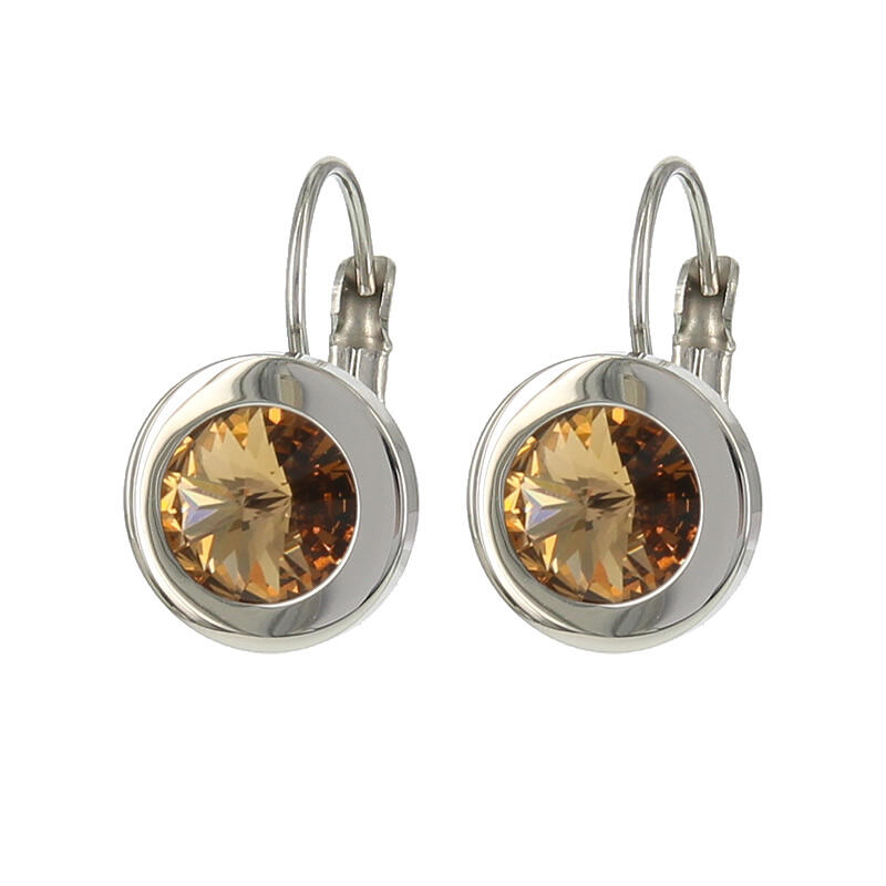 1879 Oorhangers Oorbel Swarovski Light Colorado Tapaz Zilver 8mm Kalli Jewelry