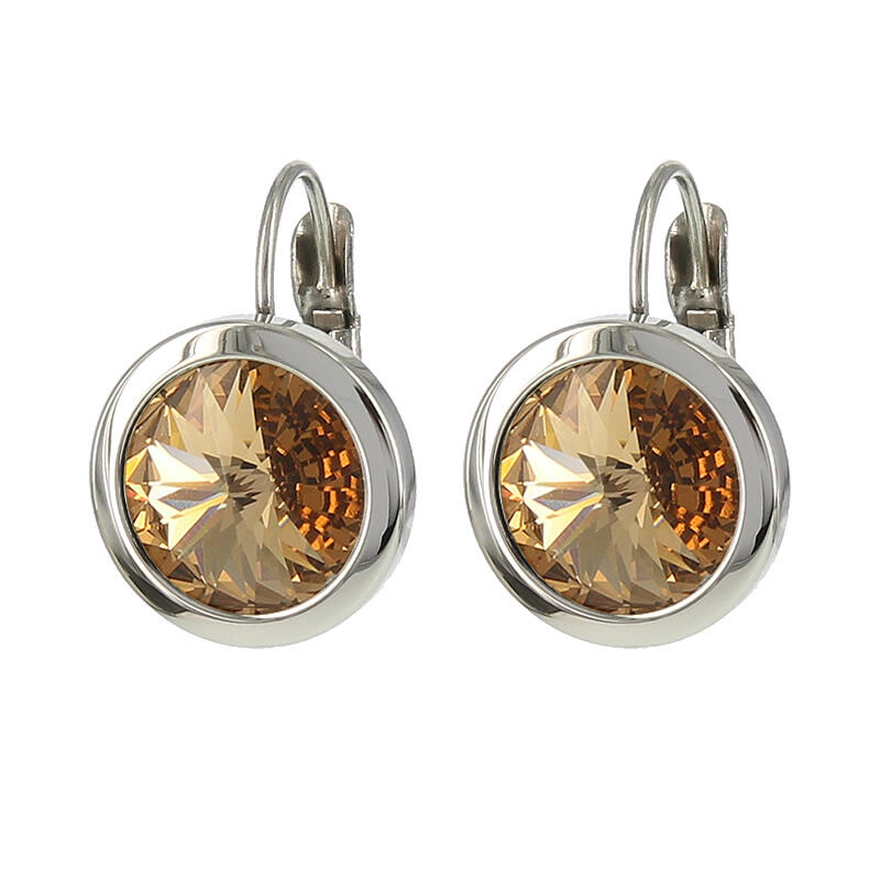 1883 Oorhangers Oorbel Swarovski Light Colorado Tapaz Zilver 10mm Kalli Jewelry