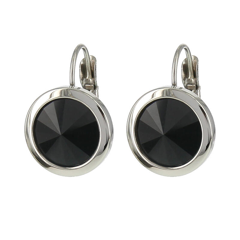 1884 Oorhangers Oorbel Swarovski Jet zwart Zilver 10mm Kalli Jewelry