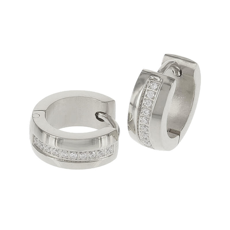 1901 Creool Oorbel Zilver Zirkonia 5x9mm Kalli Jewelry