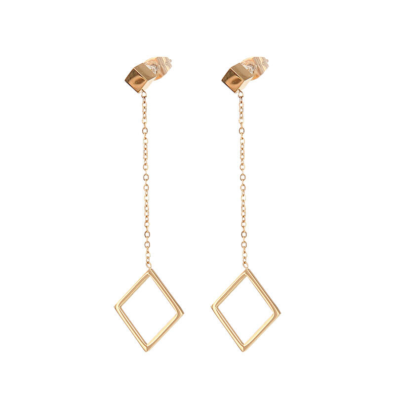 1903 Oorhangers Oorbel Roségoud Ruit Kalli Jewelry