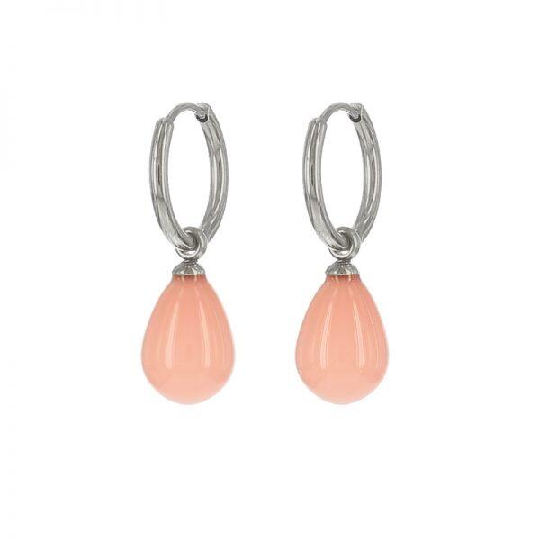 1915 Oorbel Oorhanger Zalm Roze Zilver Kalli Jewelry