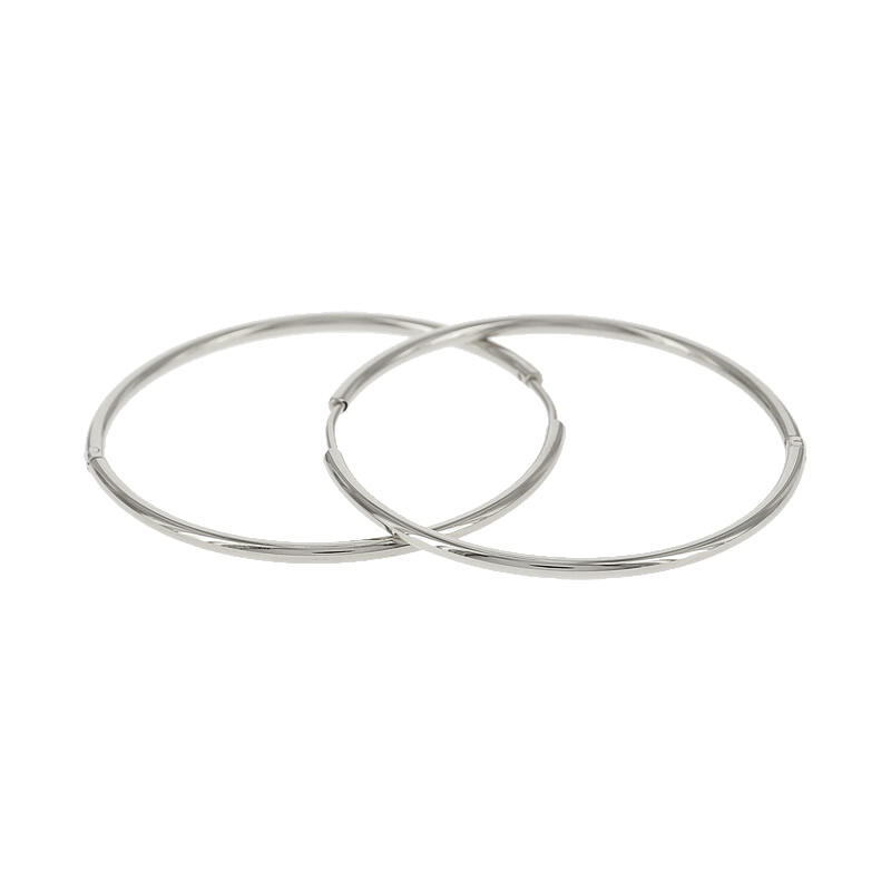 1920 Creool Oorbel Zilver Bol Glans Buis 2x40mm Kalli Jewelry