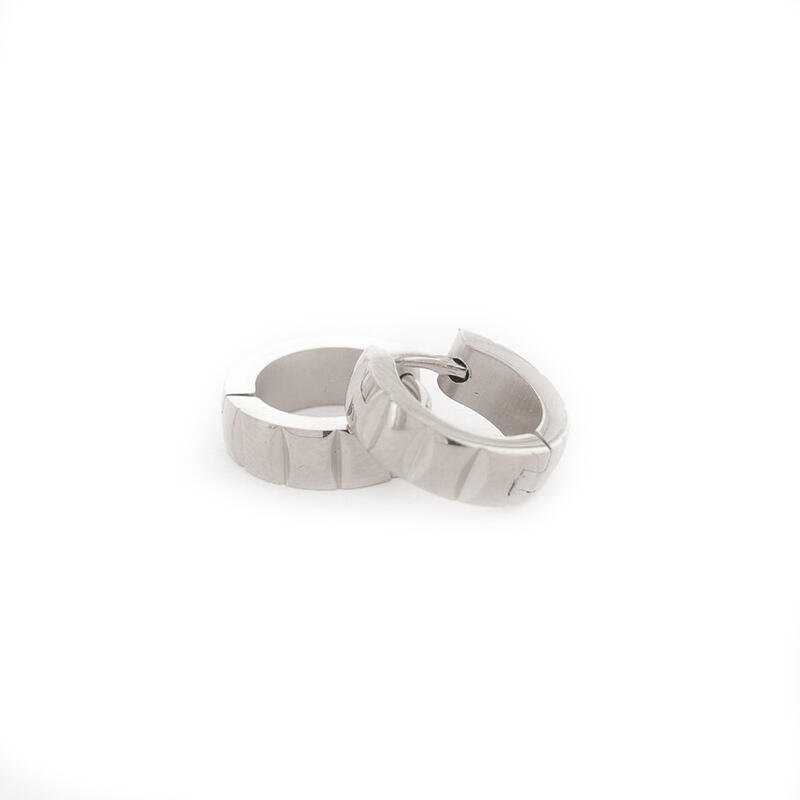 1957 Creool Oorbel Zilver Streep 4x9mm Kalli Jewelry