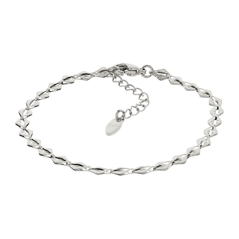 2518 Schakelarmband Zilver Plat Ruit 3mm Kalli Jewelry