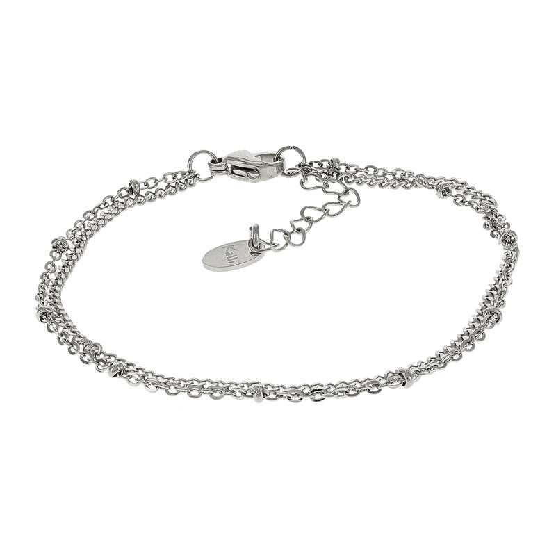 2539 Schakelarmband Zilver Dubbelle Ketting met Bolletjes 2mm Kalli Jewelry