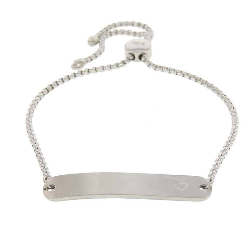 2564 Schakelarmband Zilver Bar Hart 8x42 mm Kalli Jewelry