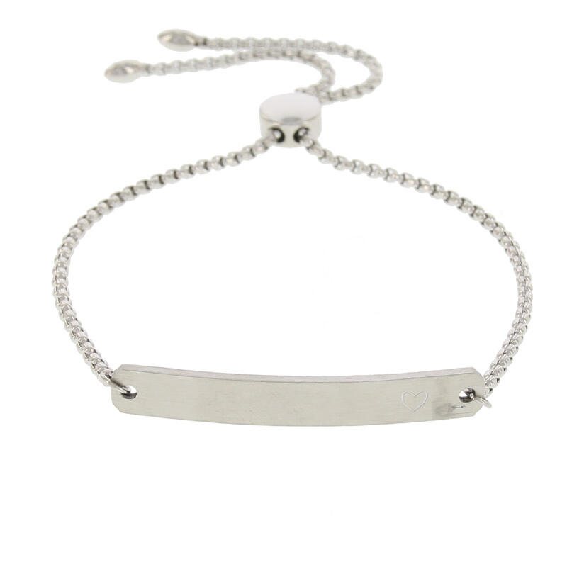 2566 Schakelarmband Zilver Bar Hart Klein 6x42 mm Kalli Jewelry