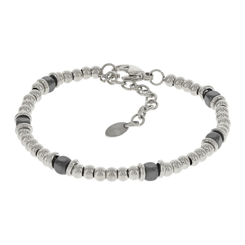 2577 Schakelarmband Zilver met Zwart Bolletje Kalli Jewelry