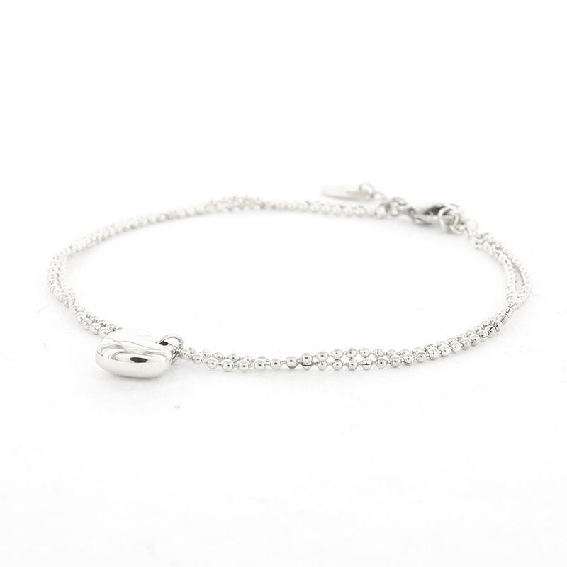 2647 Schakelarmband Zilver Dubbele Ketting Hart Kalli Jewelry