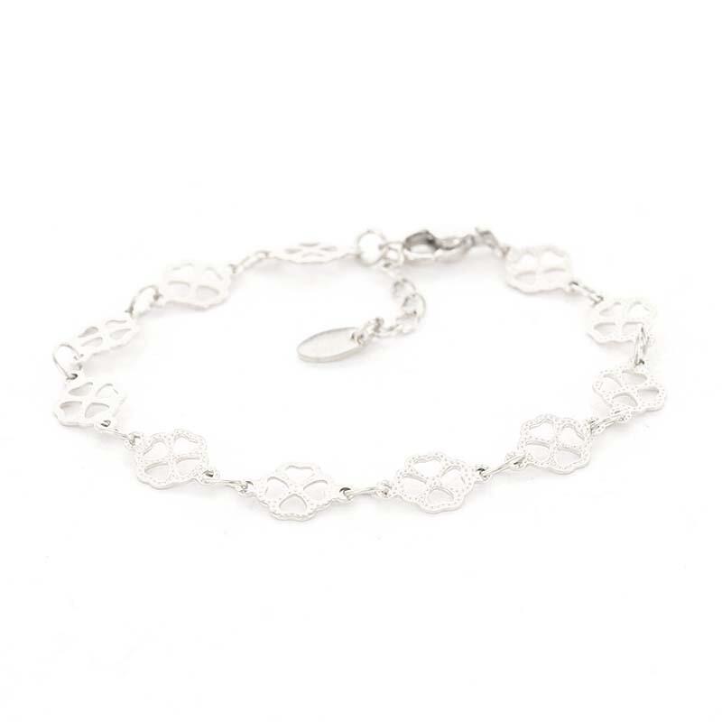 2666 Schakelarmband Zilver Klaver Bloem Kalli Jewelry