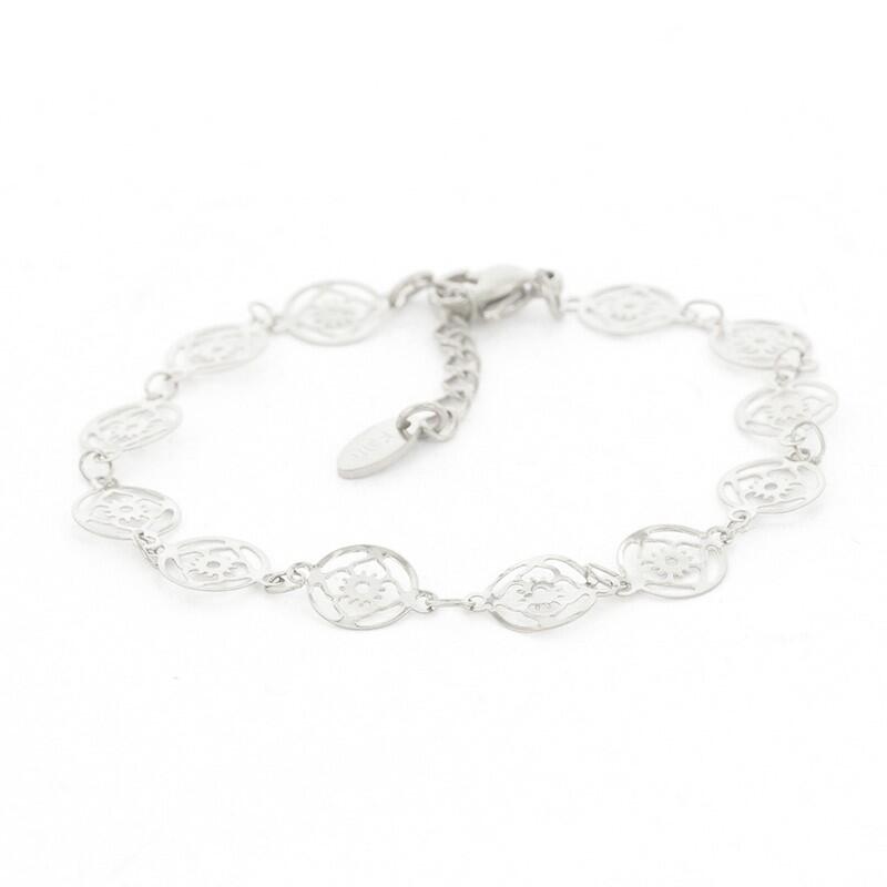 2667 Schakelarmband Zilver Bloem Kalli Jewelry