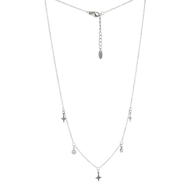 SD-31 Ketting Collier Zilver Ster met Zirkonia Steen 42cm Kalli Jewelry