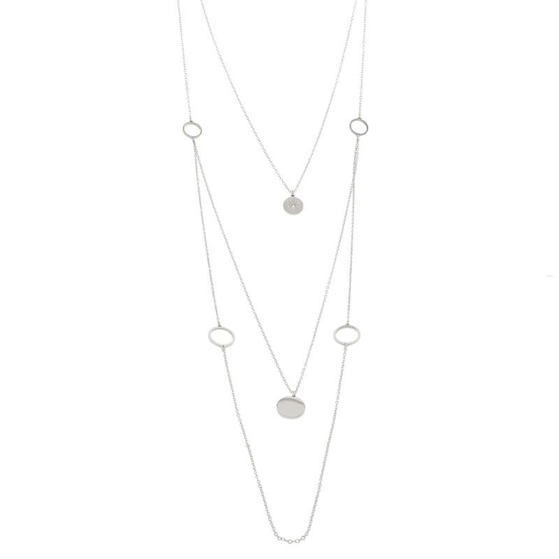 SD-36 Ketting Collier Zilver Cirkels Lange Ketting 80cm Kalli Jewelry