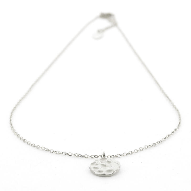 SD-47 Ketting Collier Zilver Gehamerd Rond Cirkel 40cm Kalli Jewelry