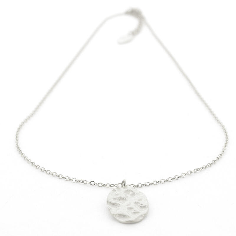SD-49 Ketting Collier Zilver Gehamerd Ovaal 40cm Kalli Jewelry