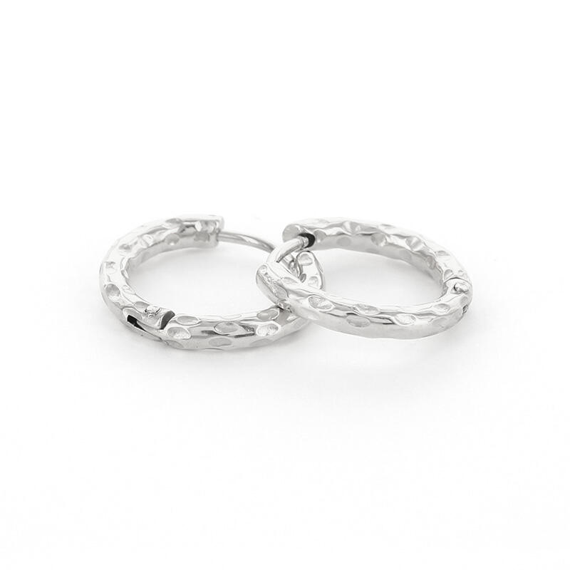 1982 Creool Oorbel Zilver Gehamerd 3x12mm Kalli Jewelry