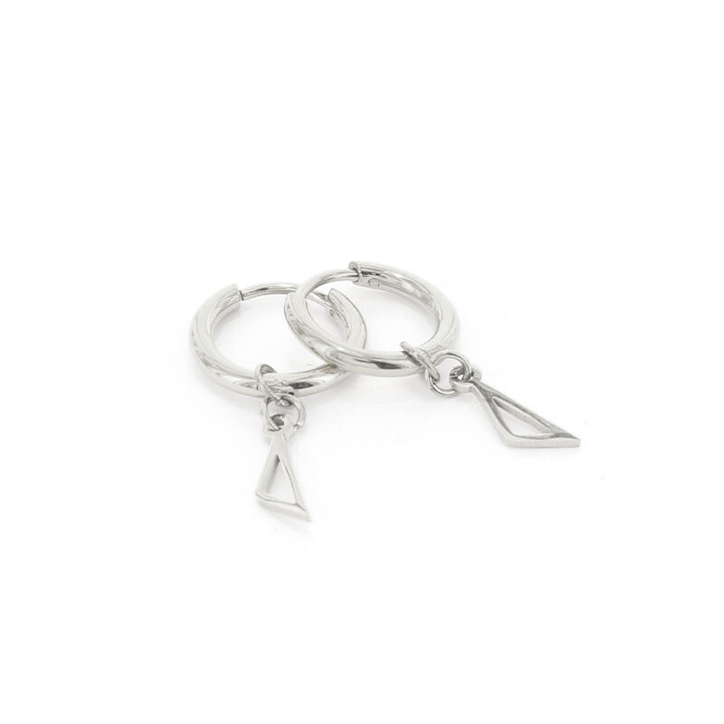 1988 Creool Oorbel Zilver 1,6x8mm Triangel Open 10mm Kalli Jewelry