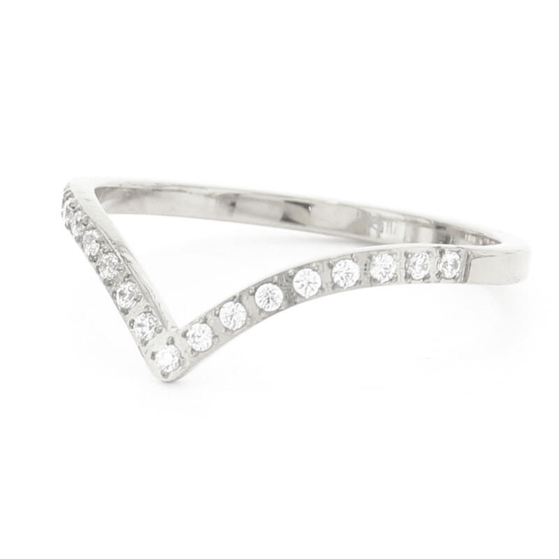 4106 Ring Zilver V met Crystal Steentjes Kalli Jewelry