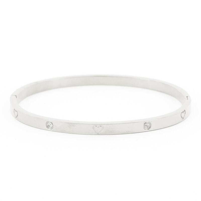 2187 Armband Zilver Hart Zirkonia Smal Kalli-Jewelry