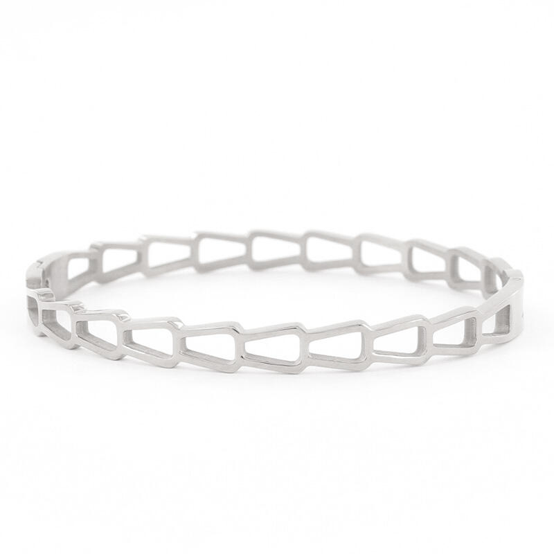 2193 Armband Hoekig Zilver Glans Staal 6mm Kalli Jewelry