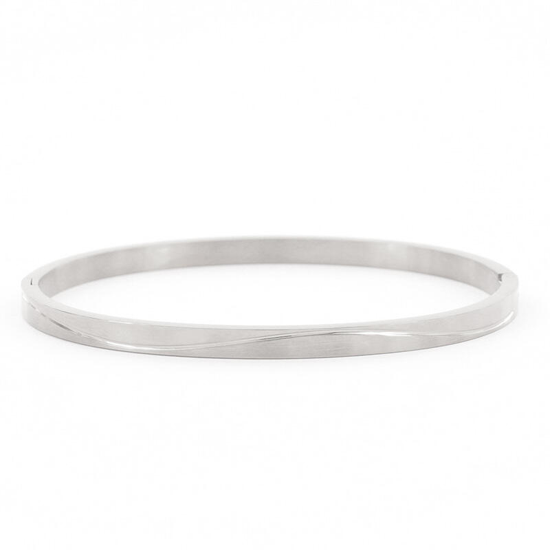 2195 Armband Golf Mat en Glans Zilver Staal 4mm Kalli Jewelry