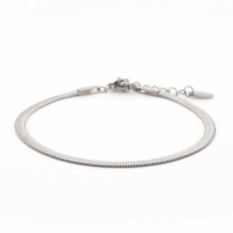 020009 schakelarmband plat zilver