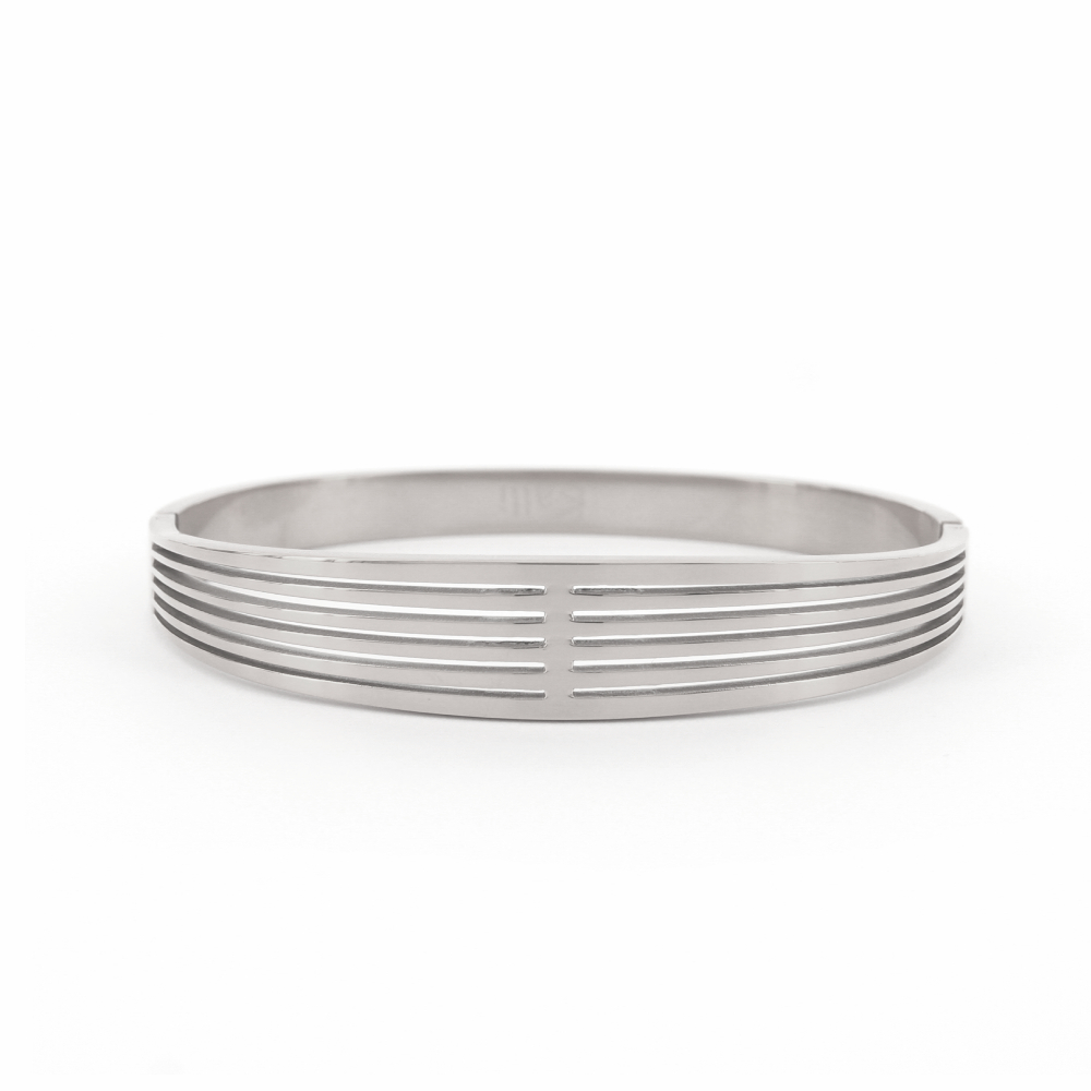 Bangle Kyra, Open streepjes, 10 mm Zilver