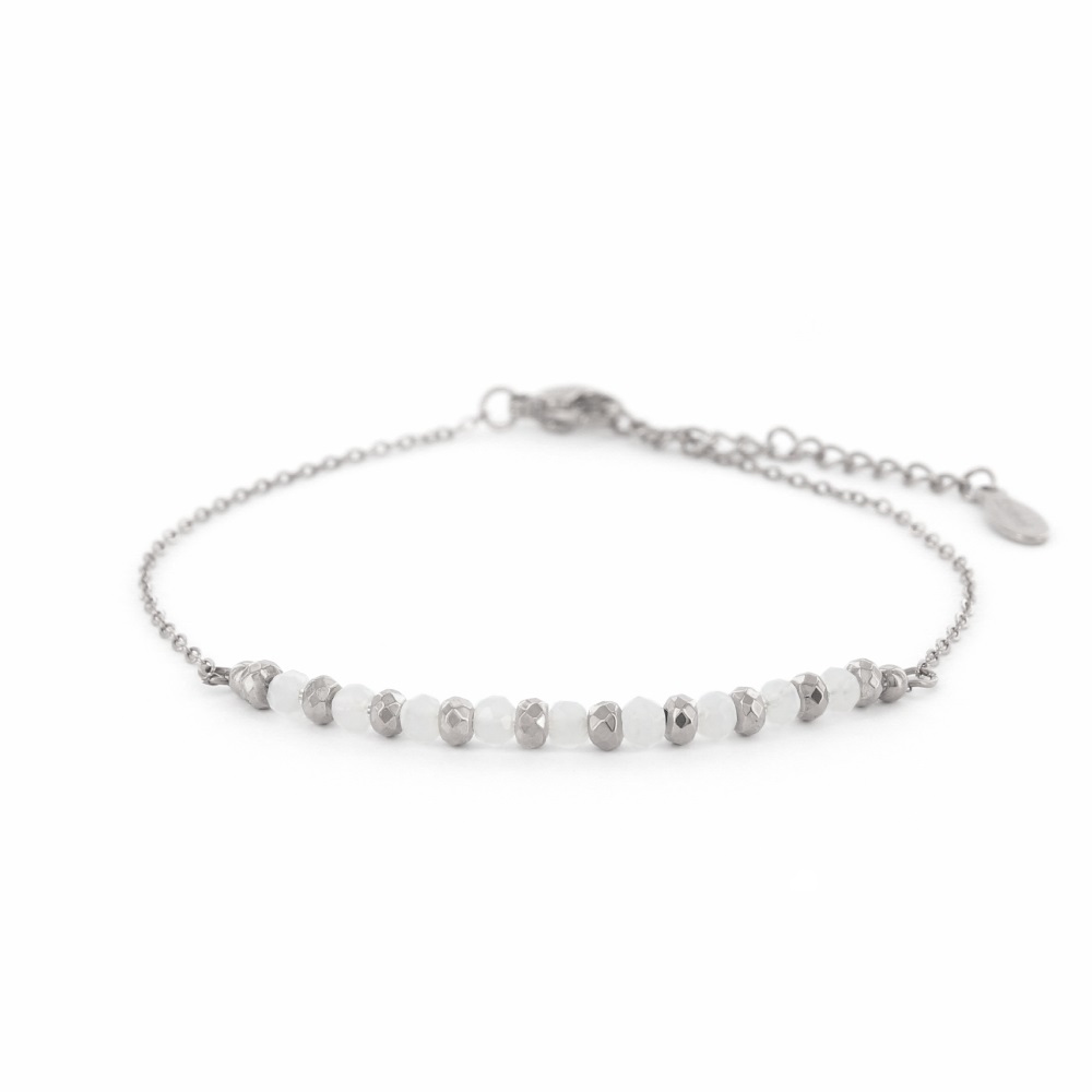 Schakelarmband Lotta, Small steentjes, Zilver wit