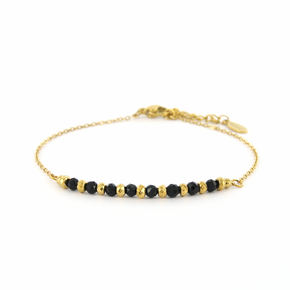Schakelarmband Lotta, Small steentjes, Goud zwart