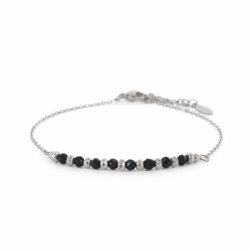 Schakelarmband Lotta, Small steentjes, Zilver zwart