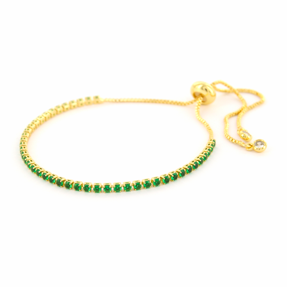 Schakelarmband Janah, Trekkoord, Goud Groen