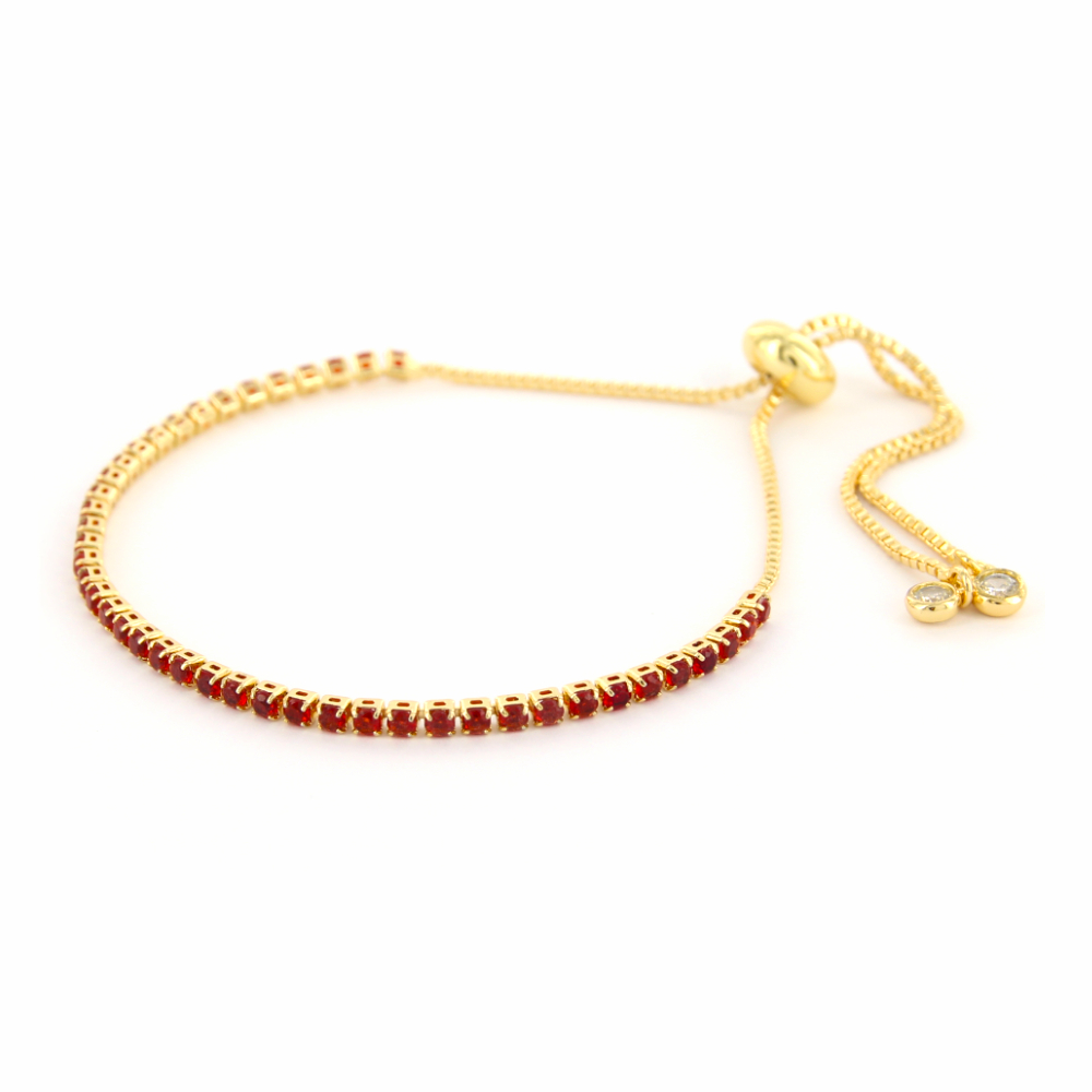 Schakelarmband Janah, Trekkoord, Goud Rood