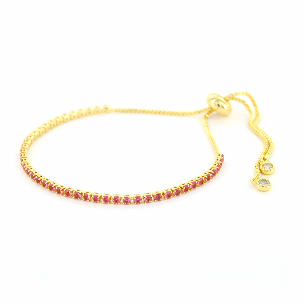 Schakelarmband Janah, Trekkoord, Goud Roze